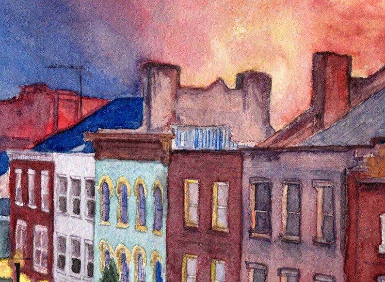 Sunset over downtown Bardstown KY giclee art print Etsy