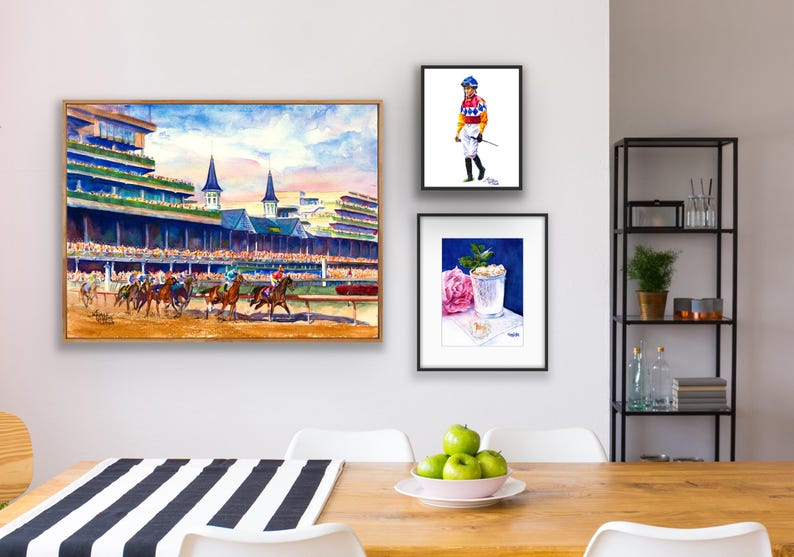 Kentucky Derby Golden Hour Sunset Over Churchill Downs | Horse Racing Watercolor Print | Lexington KY Equestrian Art by Aimee Griffith imagem 20