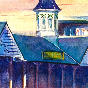 Kentucky Derby late afternoon almost sunset Churchill Downs, vibrant horse racing print, Equestrian decor, derby gift, Kentucky gift, Louisville art, Derby party, Derby memorabilia, Aimee Griffith, official artist of the Kentucky Derby, roses
