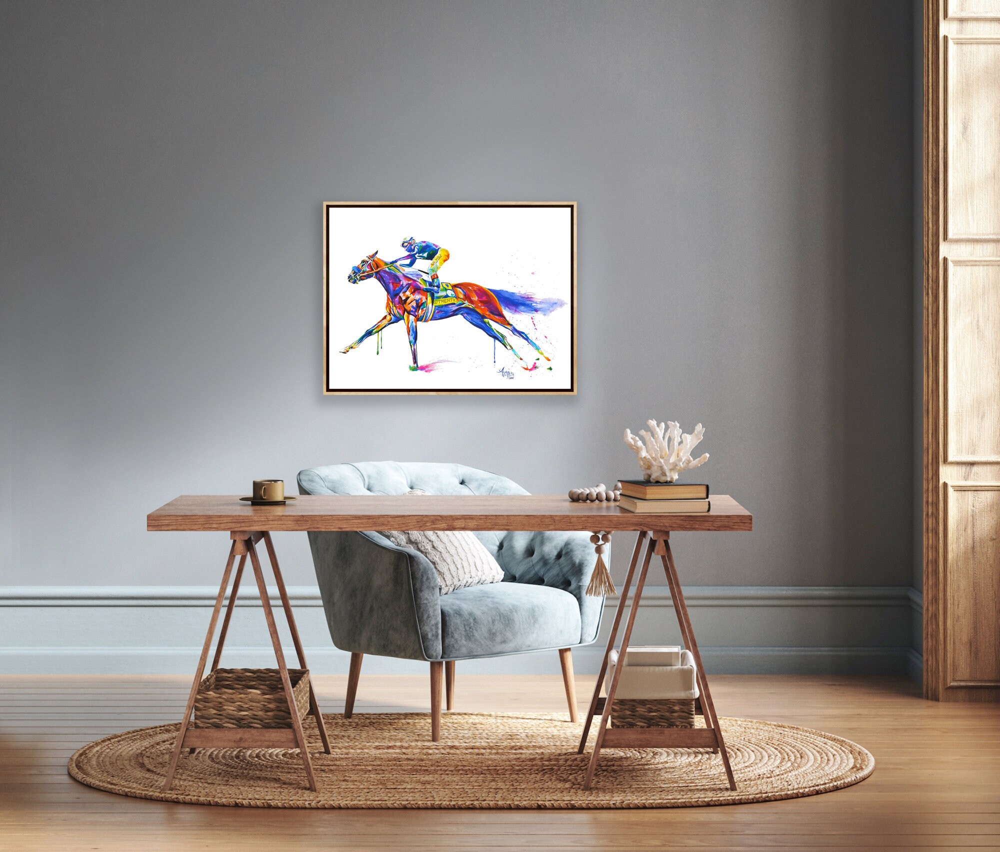 Okiru daby リズム rhythm レトロ レア 希少 競馬 Derby Authentic's Colorful Victory at the Kentucky Derby - Art Print - Etsy