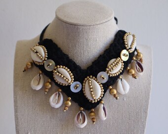 Naszyjnik choker, kołnierz choker, choker czarny, boho, Burning Man, Burning Man Odzież damska, Akcesoria Rave, Odzież na festiwale muzyczne
