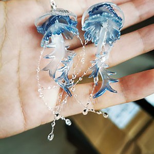 Boucles d'oreilles Blue Jellyfish - Boucles d'oreilles Jelly fish faites à la main-Cute Jellyfish Earring