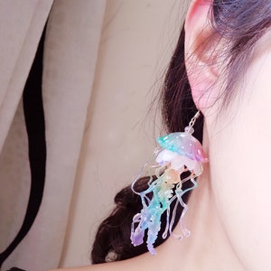 Rainbow Jellyfish Earrings -Candy colors jellyfish drop earrings-Unique earrings