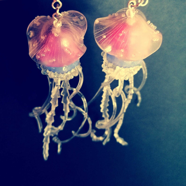 Handmade Jelly fish earrings-Ear hook or Ear Clip Jellyfish Earrings Jellyfish Earring