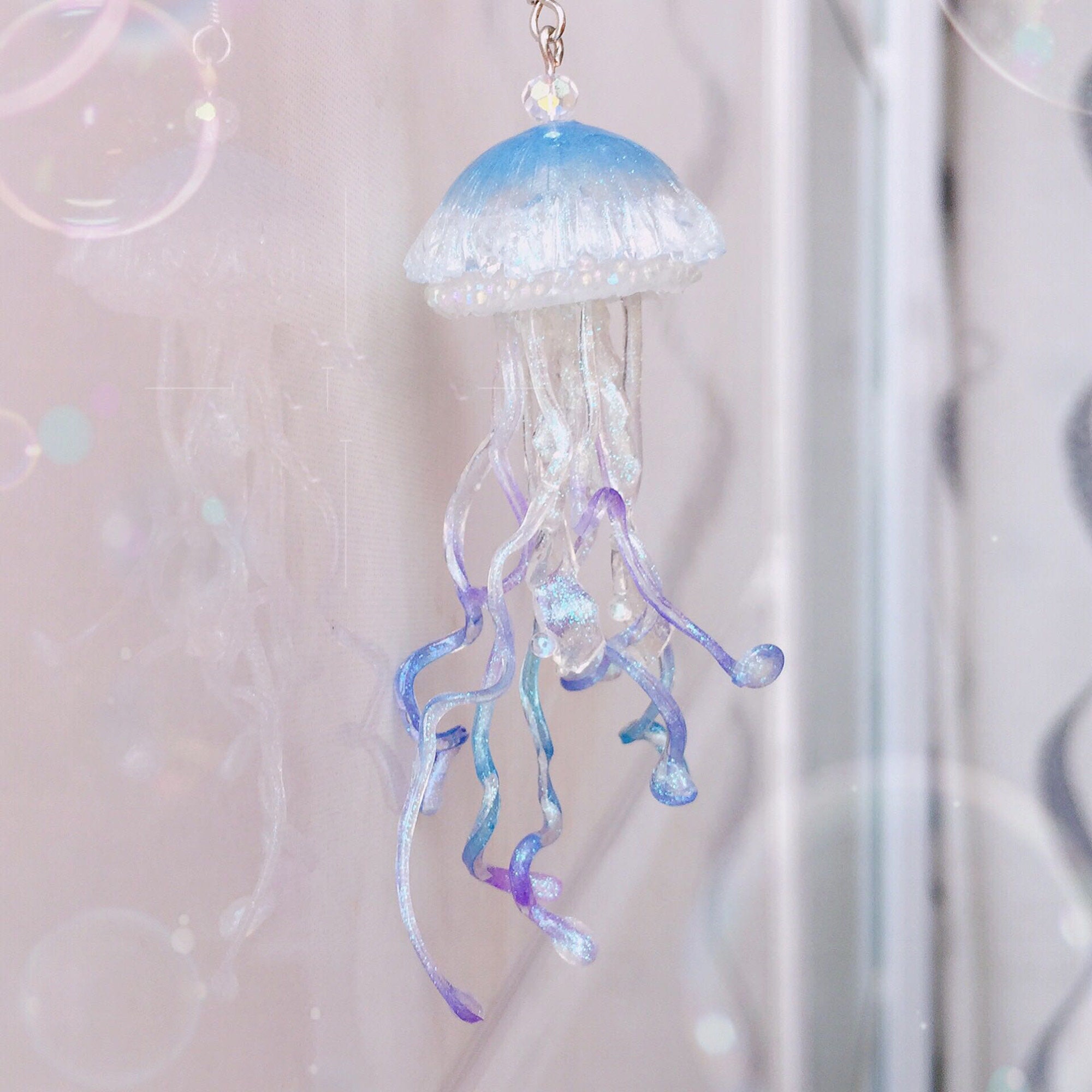 Jellyfish Earring blue Jelly Fish Earringscute Earrings Etsy