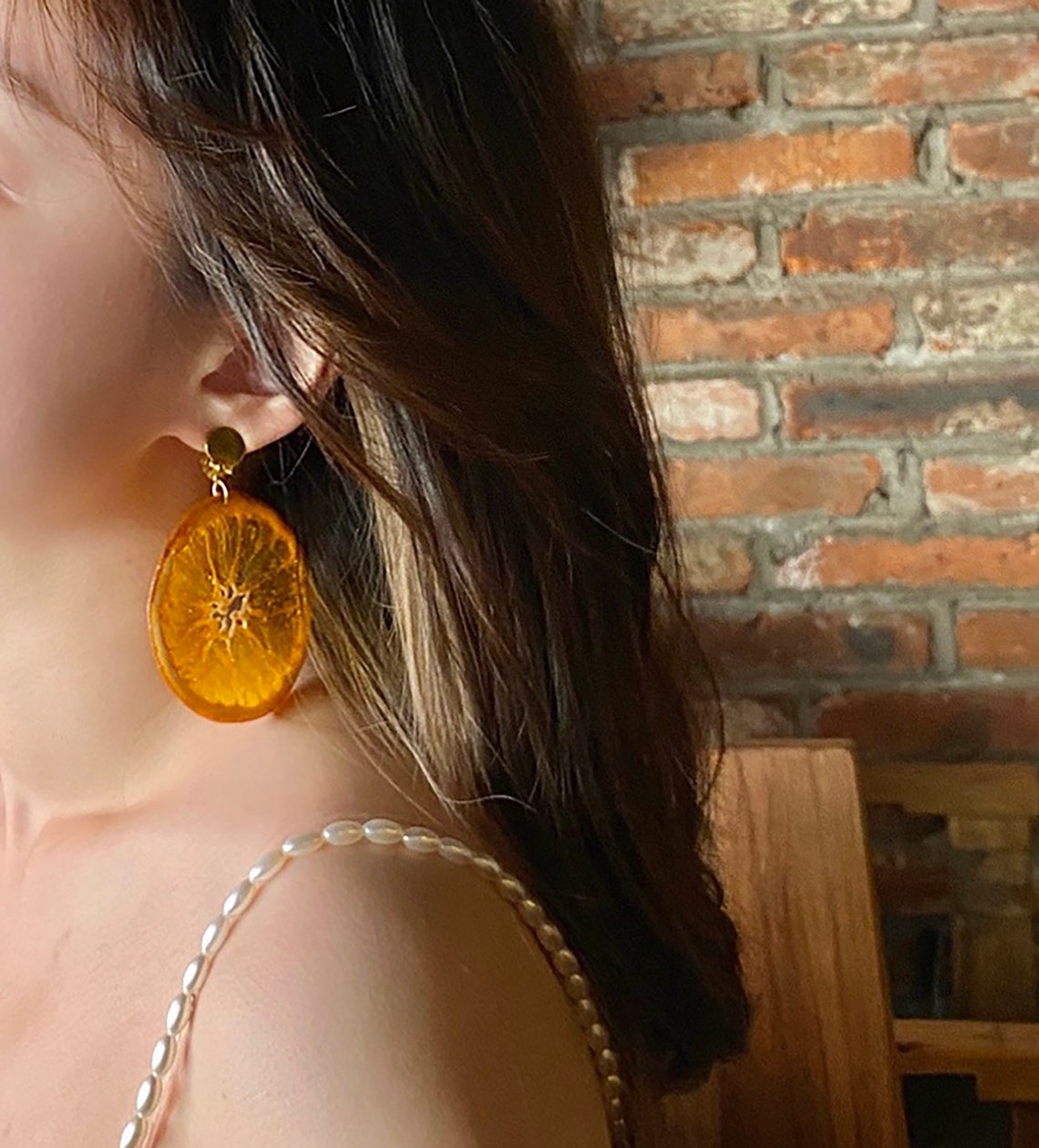 Real fruit Earrings orange earring Fruit slices earrings Etsy