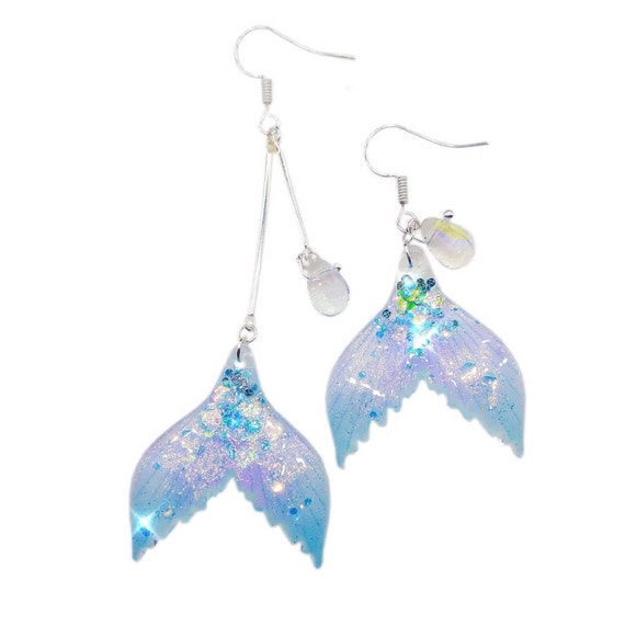 Mermaid Tail Earring Handmade Mermaid Earringsasymmetry Etsy