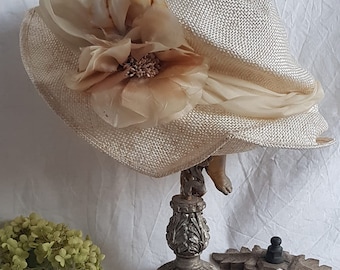Chapeau shabby romantique cottage vintage roses de soie