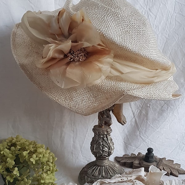 Chapeau shabby romantique cottage vintage roses de soie