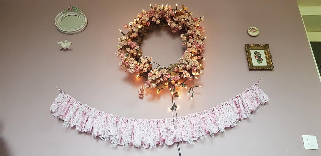 Guirlandes de Cheminée, Rose Liberty Linge Shabby Lcv