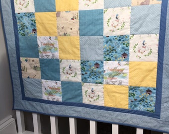 Mrs Bunny,Flopsy,Mopsy and Cottontail Beatrix Potter blanket nursery decor,baby shower,Easter baby gift. quilt Peter Rabbit