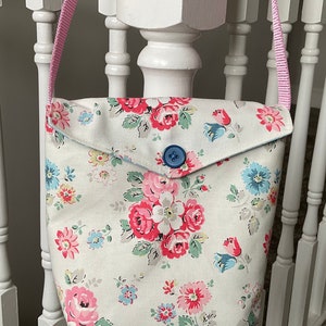 Floral Cath Kidston fabric messenger bag, ivory floral shoulder bag, white floral bag