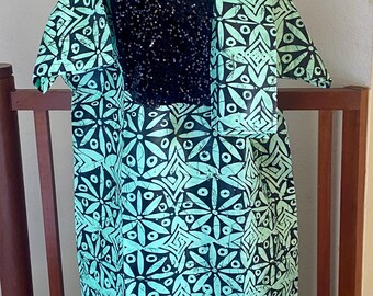 Elegant Boubou Dress Made From High Quality African Cotton Wax Batik Fabric From Kampala With Sequence. Adire Boubou Dress Etsy