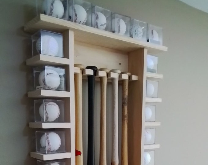 2bat Vertical Wood - Baseball Bat Display Rack W/ Multiple Shelves - Etsy