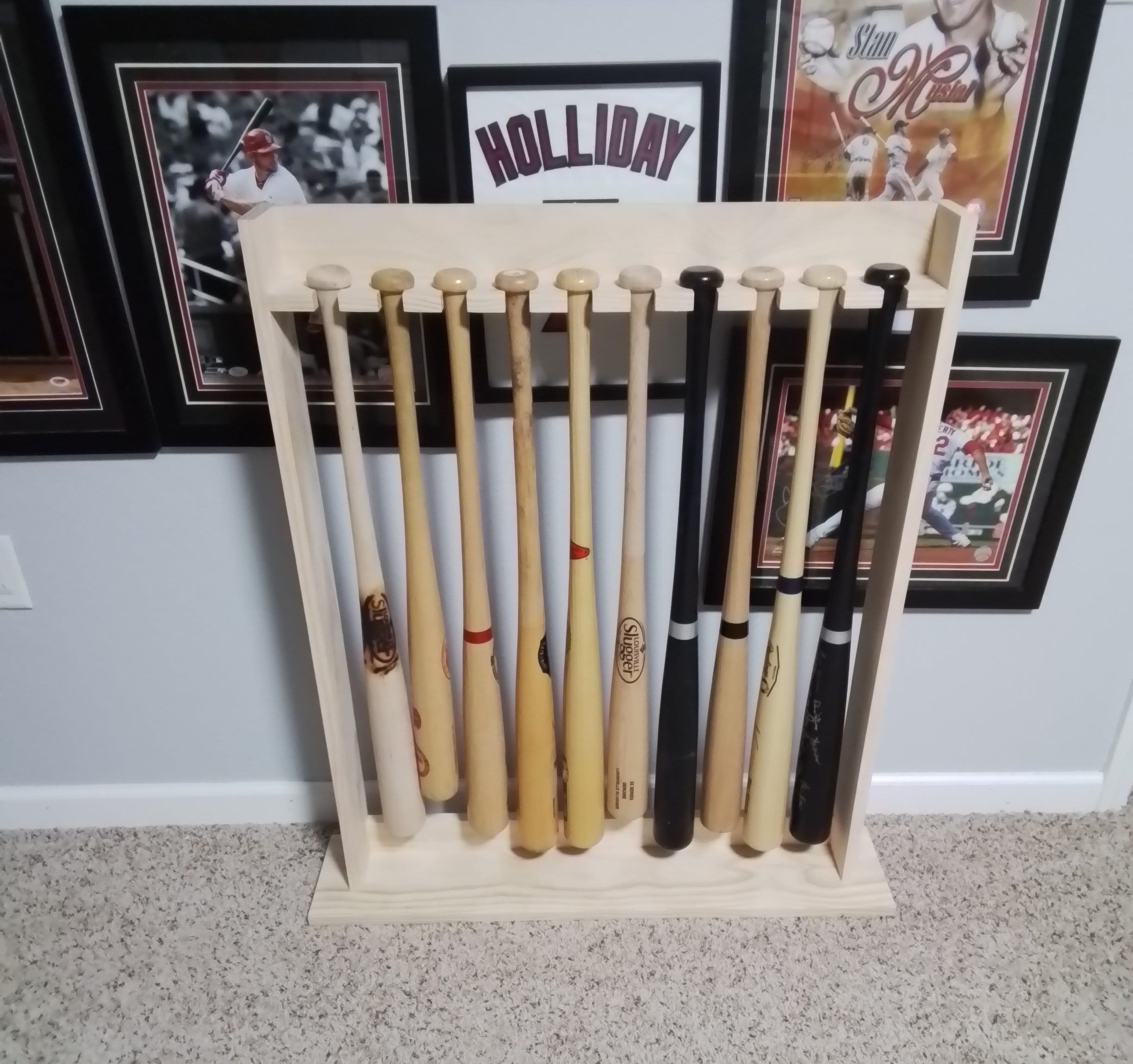 Étagère Porte-batte, Balle Et Gants De Baseball En Bois - Occasion