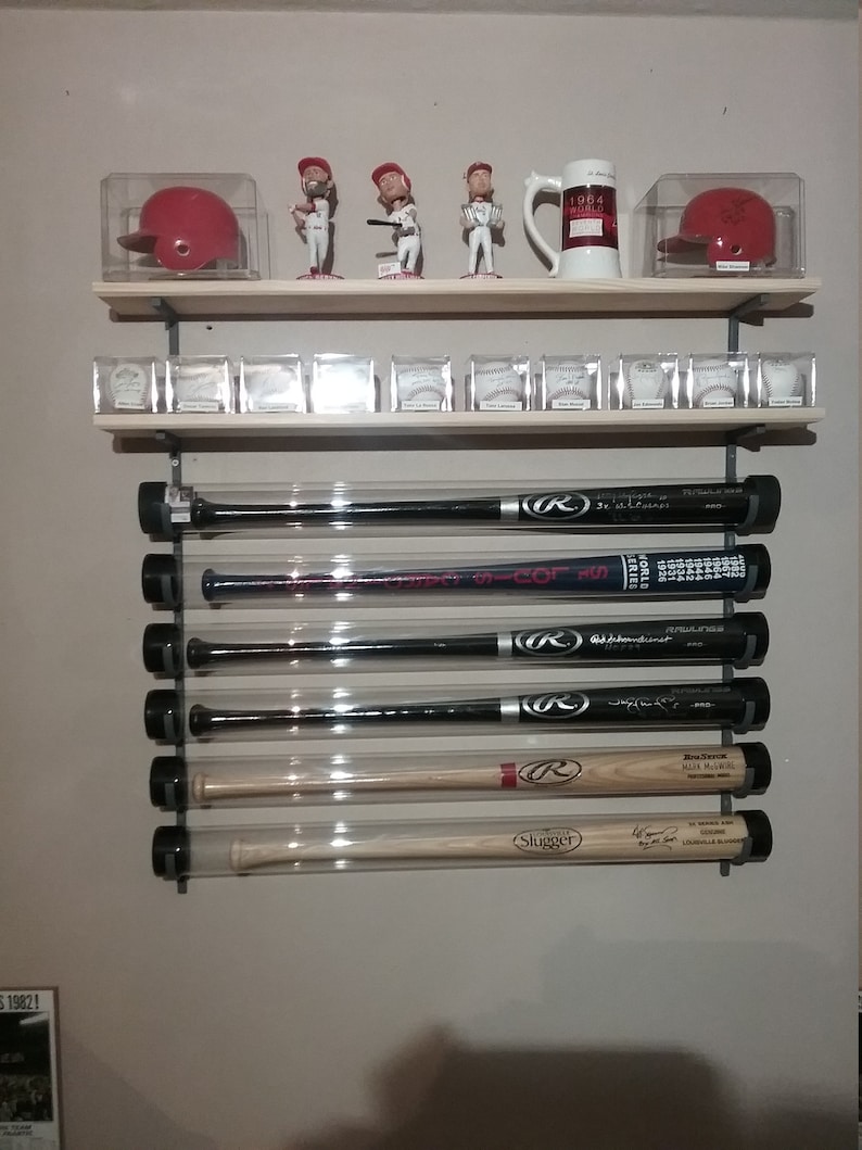 5bat Metal W/ 2 Top Shelf Baseball Bat Display Rack and Bobblehead Etsy