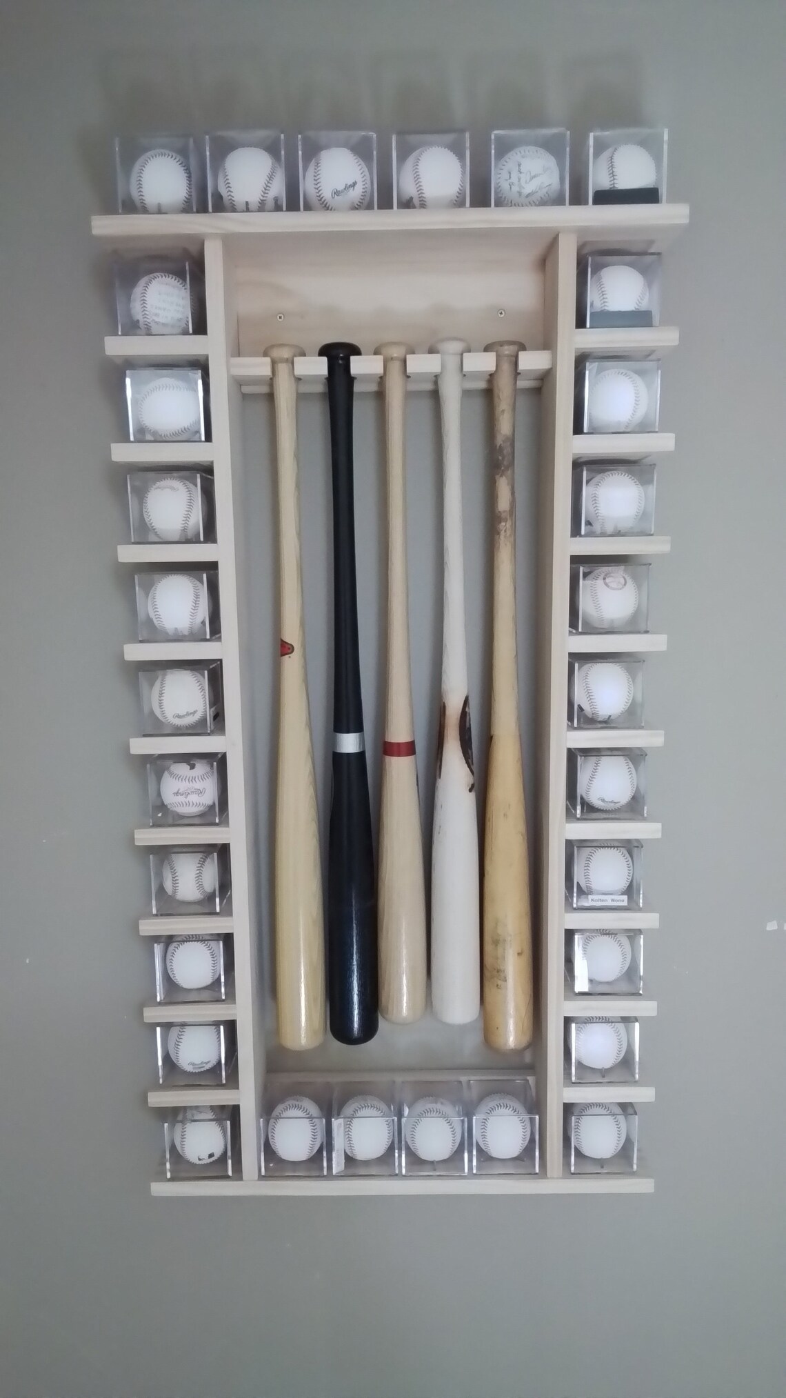 6bat Vertical Wood - Baseball Bat Display Rack W/ Multiple Shelves - Etsy
