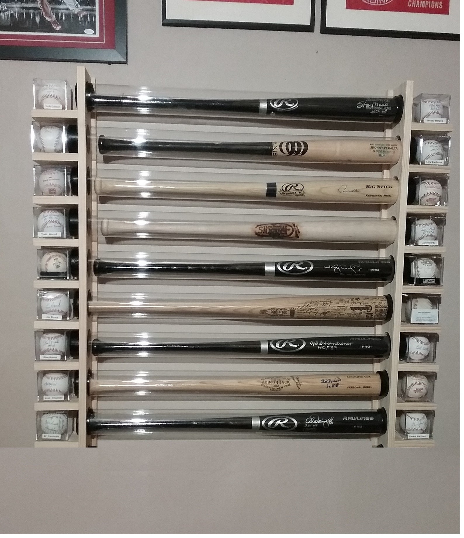 7bat Wood Baseball Bat Display Rack W/ Double Shelves Etsy