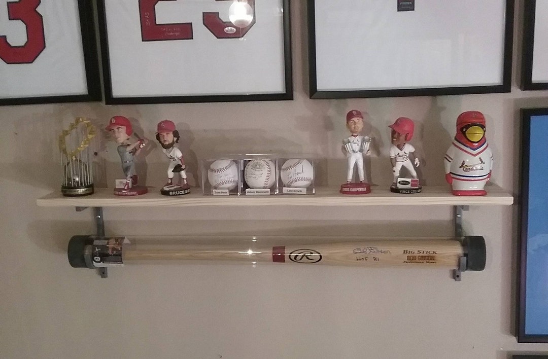 1bat Metal Baseball Bat Display Rack W/ Wood Baseball Display Shelf - Etsy