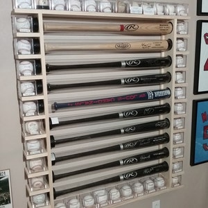 10bat wood - Baseball Bat Display Rack W/ Multiple Shelves- Premium Pine Wood