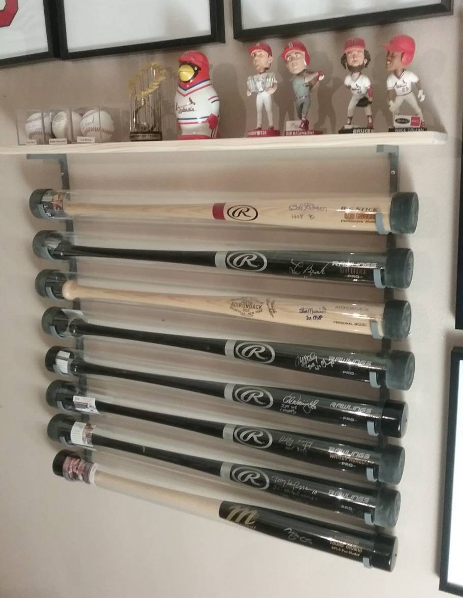7bat metal Baseball Bat Display Rack w/ Wood Baseball Display Etsy.de