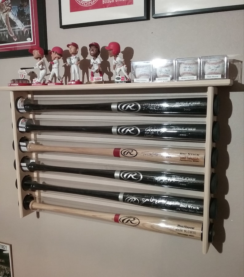 4bat Wood W/ Top Shelf Baseball Bat Display Rack Premium Etsy