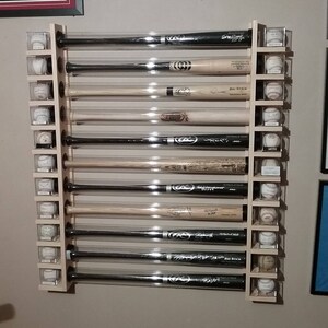 11bat Wood - Baseball Bat Display Rack W/ Double Shelves- Premium Pine ...