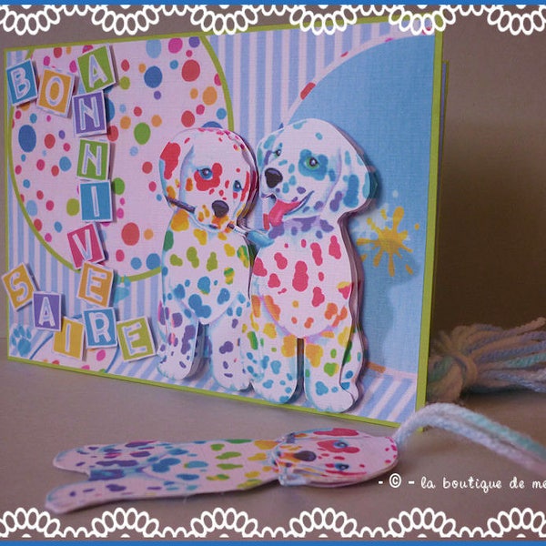 Child card: card birthday with dogs painters