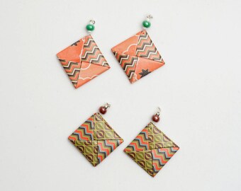 To personalize - Earrings clip-on (origami) paper