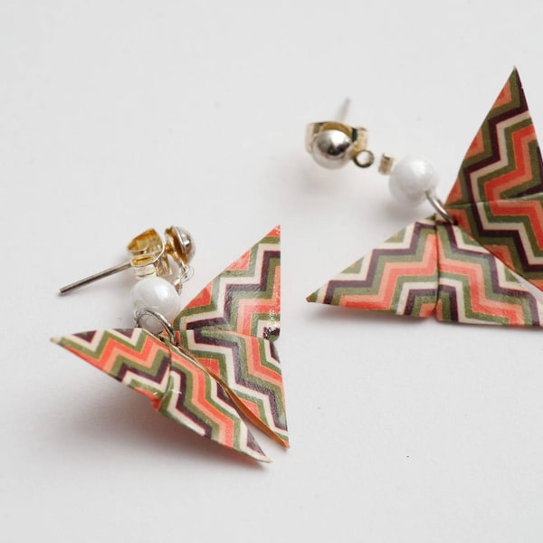 Boucles d'oreilles papillons en papier (origami) pour oreilles percées