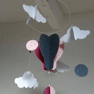 Suspension Mobile hot air balloon, stars and clouds paper origami creating A LA DEMANDE image 3