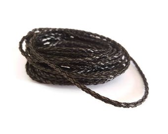 Twisted black leather imitation cord