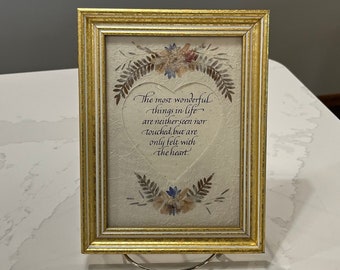 Vintage Pressed Flower Quote Art - Boho Home Decor