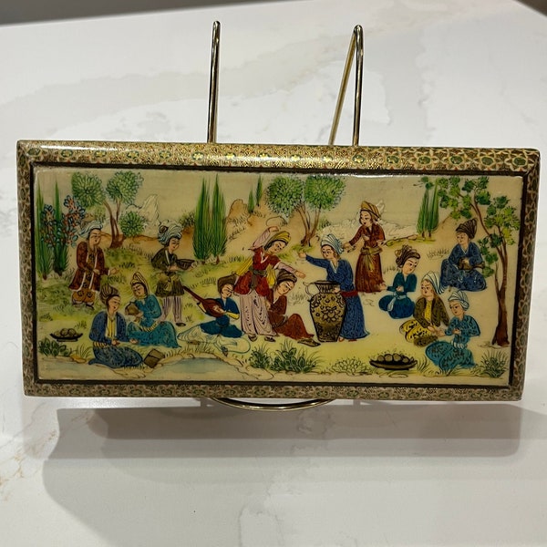 Vintage Asian Inspired Lacquered Wood Rectangular Jewelry Box - MCM/Cottage Decor/Boho