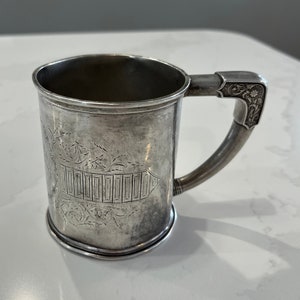 Antique Whiting Manufacturing Company Sterling Silver 143A Engraved Baby Cup/Christening Cup - Late 1800s/Early 1900s