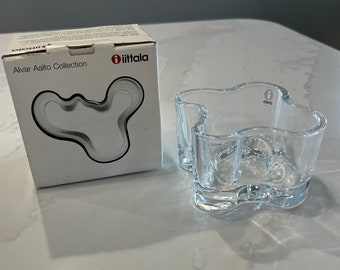 Vintage Iittala Alvar Aalto Clear Glass Votive Candle Holder - Finland - MCM/Atomic/Nordic/Japandi/Boho/Gift For Her