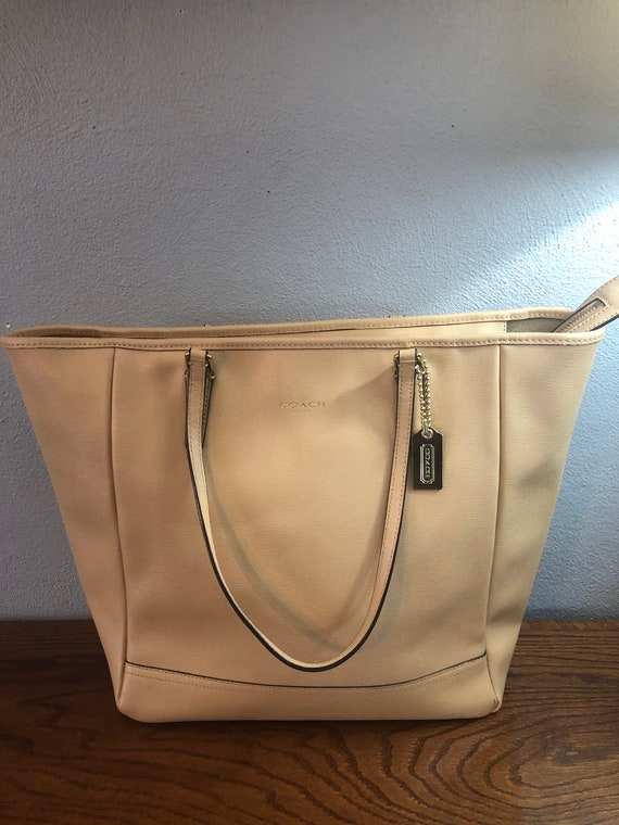Vintage Coach Saffiano Leather Tote Handbag, Camel