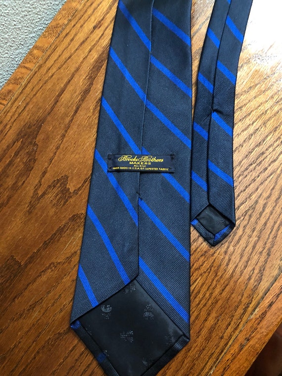 Vintage Brooks Brothers Navy Blue Striped XL Silk Tie - Etsy