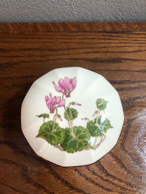 Vintage Otagiri Pink Floral Octagonal Jewelry Box… - image 3