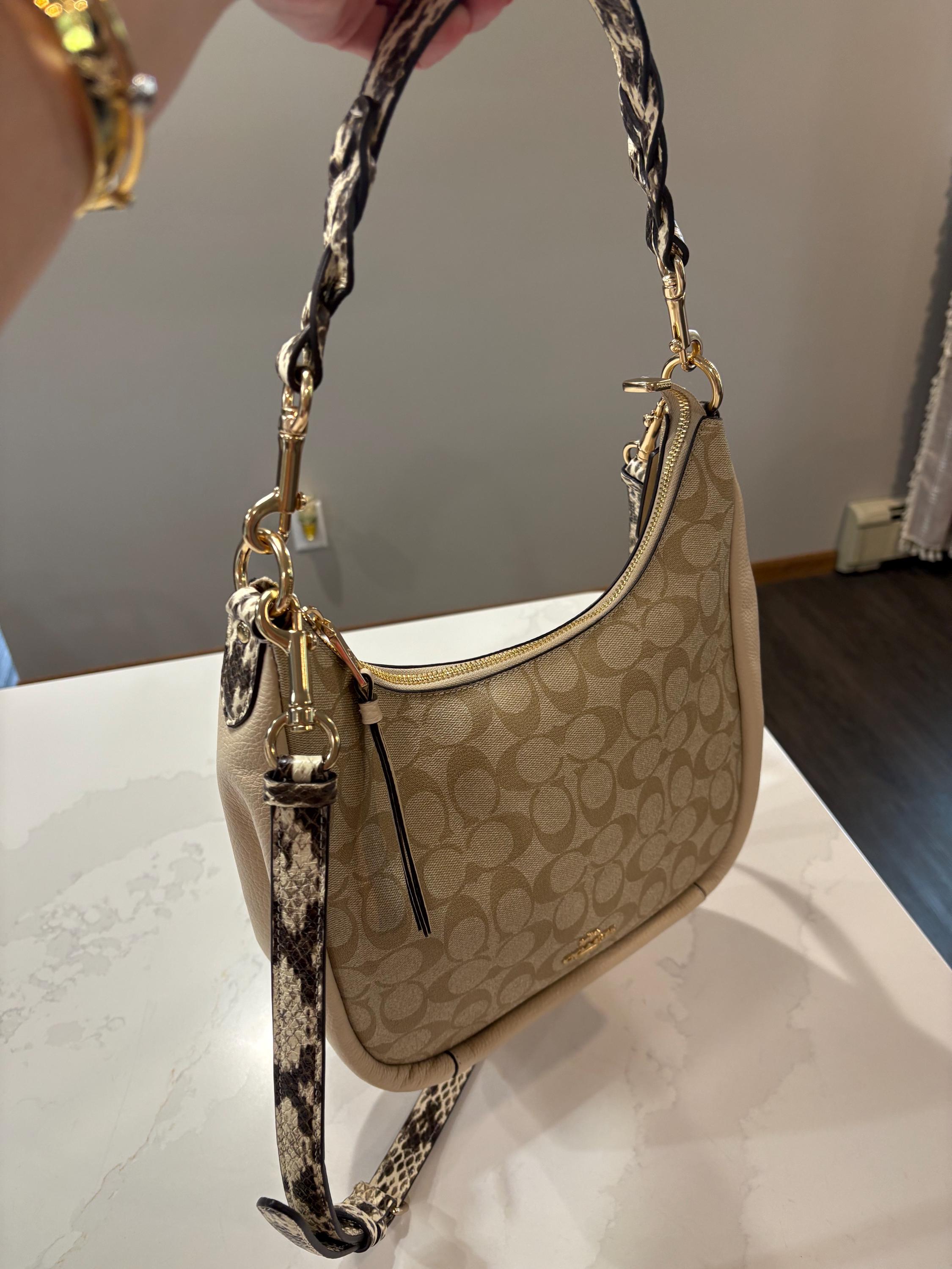 Vintage Coach Jules Hobo: Signature Canvas & Snake Embossed