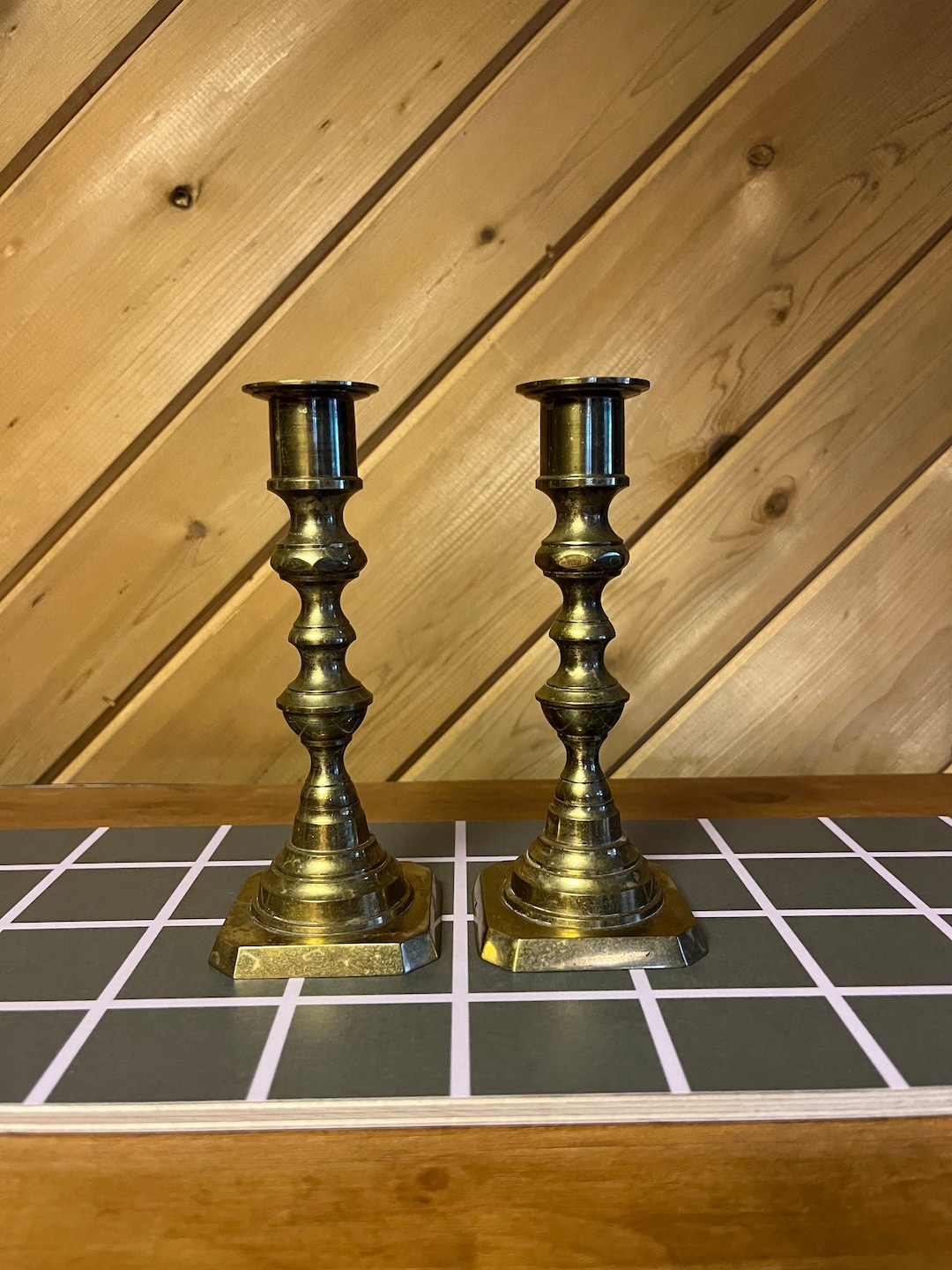 Vintage Brass Candlestick Holders Pair/tall Gold Candlesticks Etsy