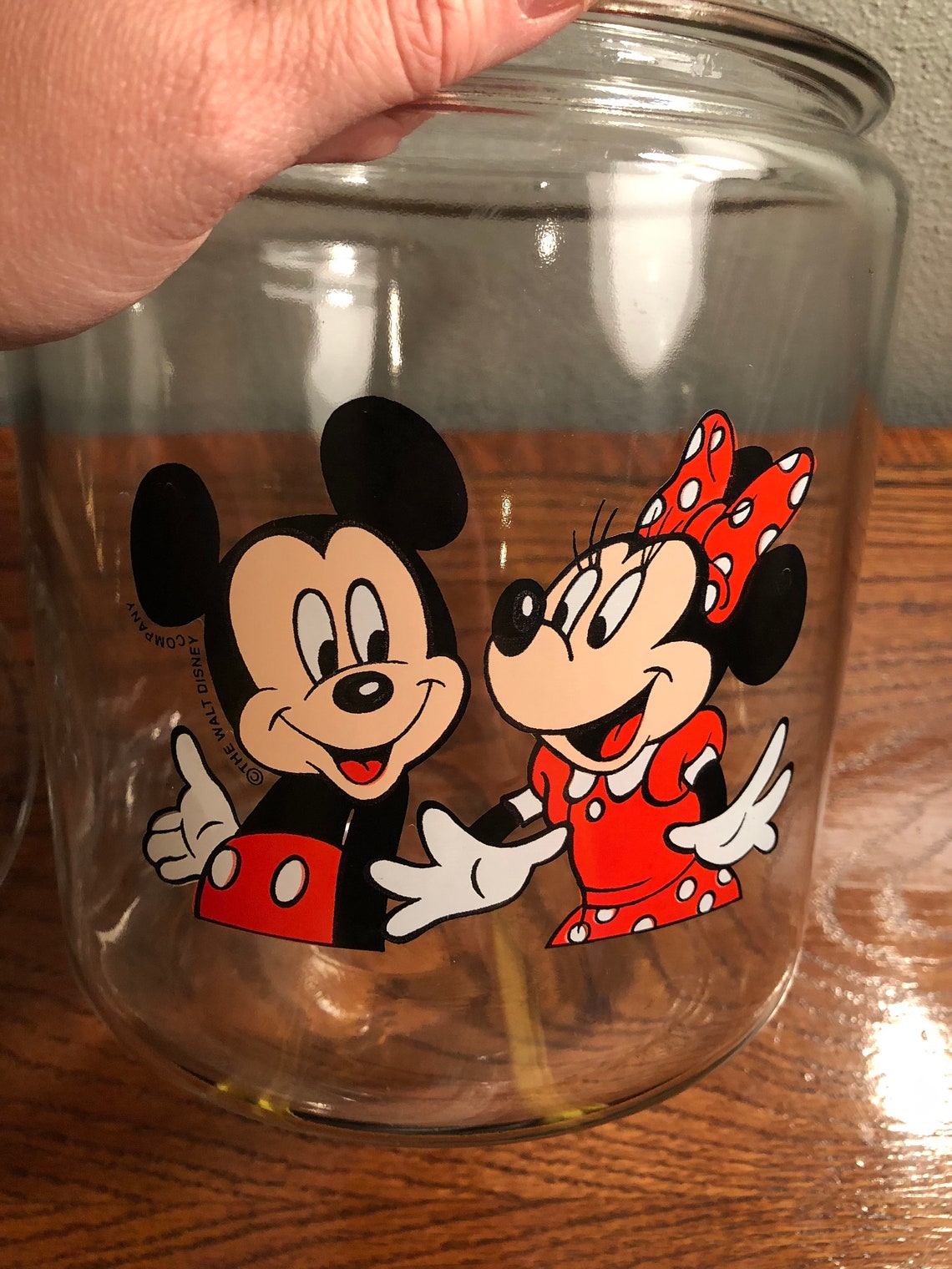 Mickey And Minnie Mouse Glass Cookie Jar Disneyanna Retro Etsy
