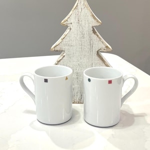 Vintage Sasaki Elements Geometric Coffee Mugs Pair - Japan - 1980s/Memphis/Modern Kitchen/Retro Coffee Mugs