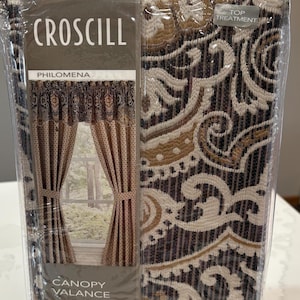 Vintage Croscill Philomena Jacquard Medallion Canopy Valance 54x19 - Hollywood Regency/Cottage/Maximalist