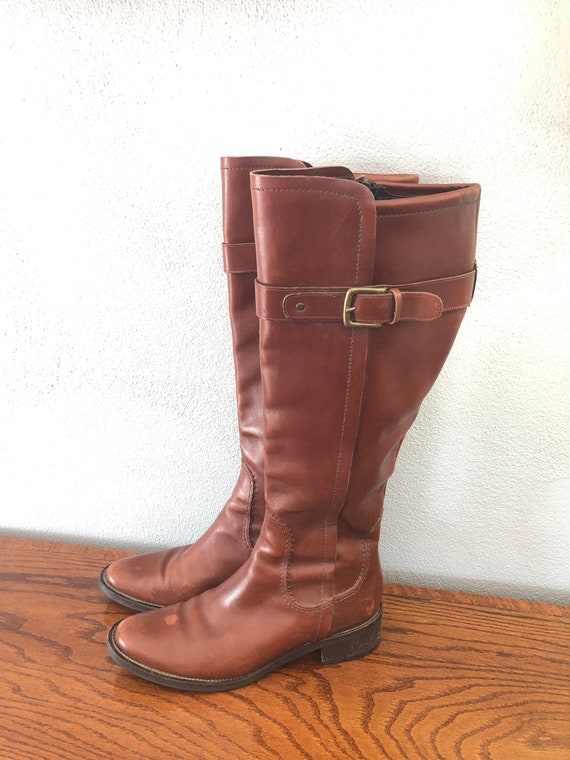 Vintage Cole Haan Brown Leather Tall Boots, Leathe