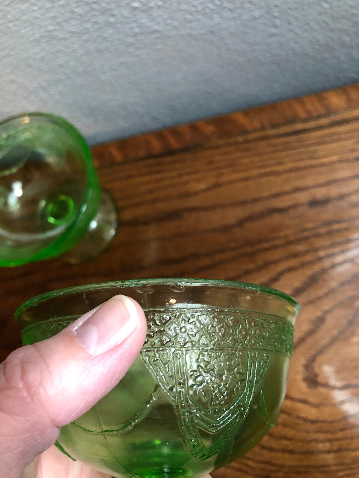Vintage Green Depression Etched Glass Dessert Cups Federal Etsy