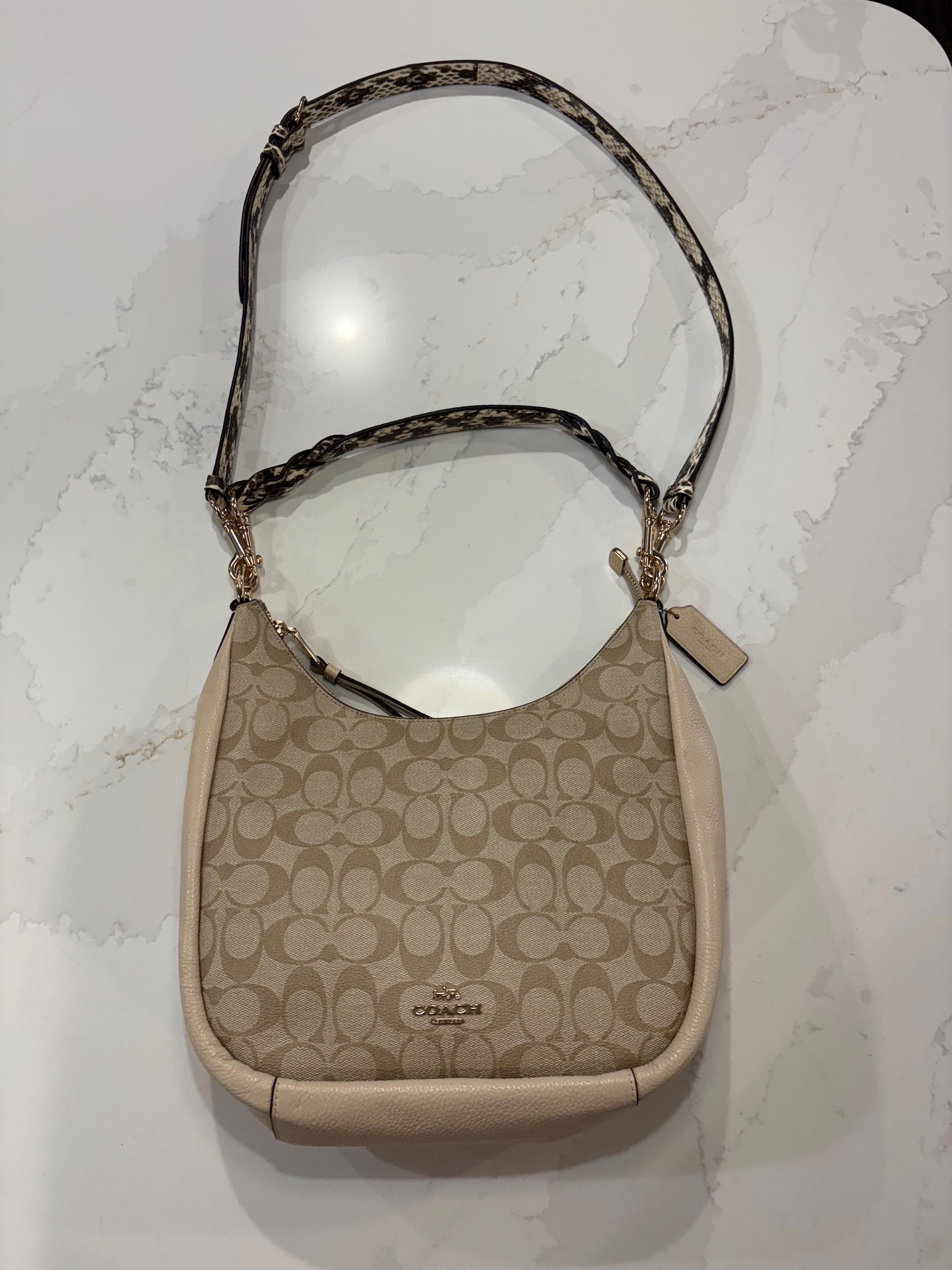Vintage Coach Jules Hobo: Signature Canvas & Snake Embossed