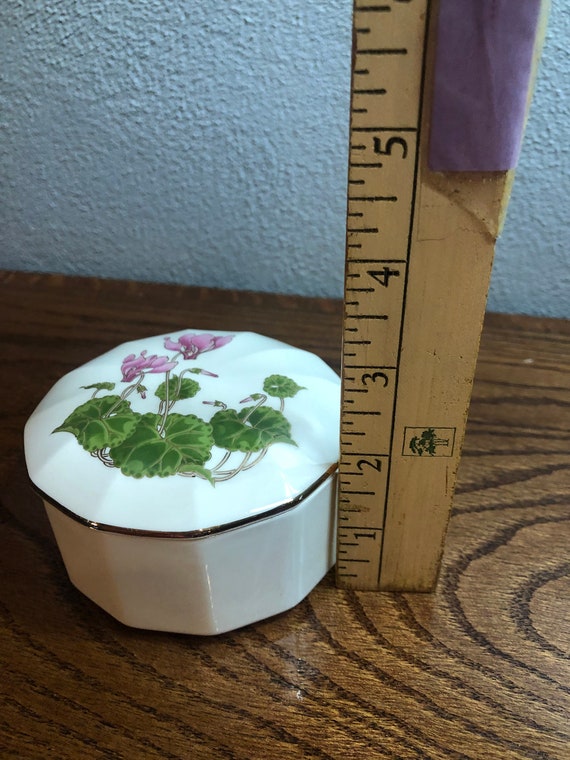 Vintage Otagiri Pink Floral Octagonal Jewelry Box… - image 6