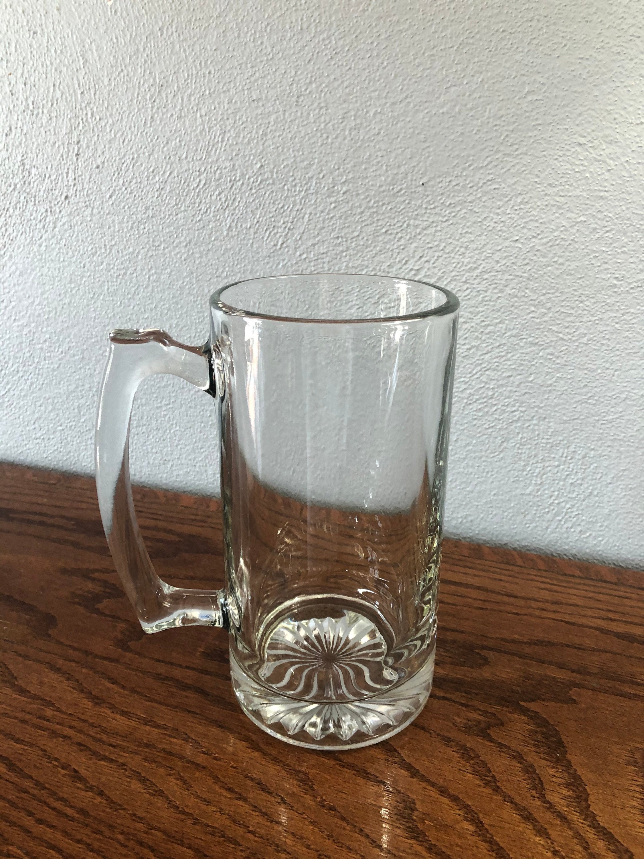 Vintage Beer Mug Large Clear Glass Beer Stein Mug Etsy