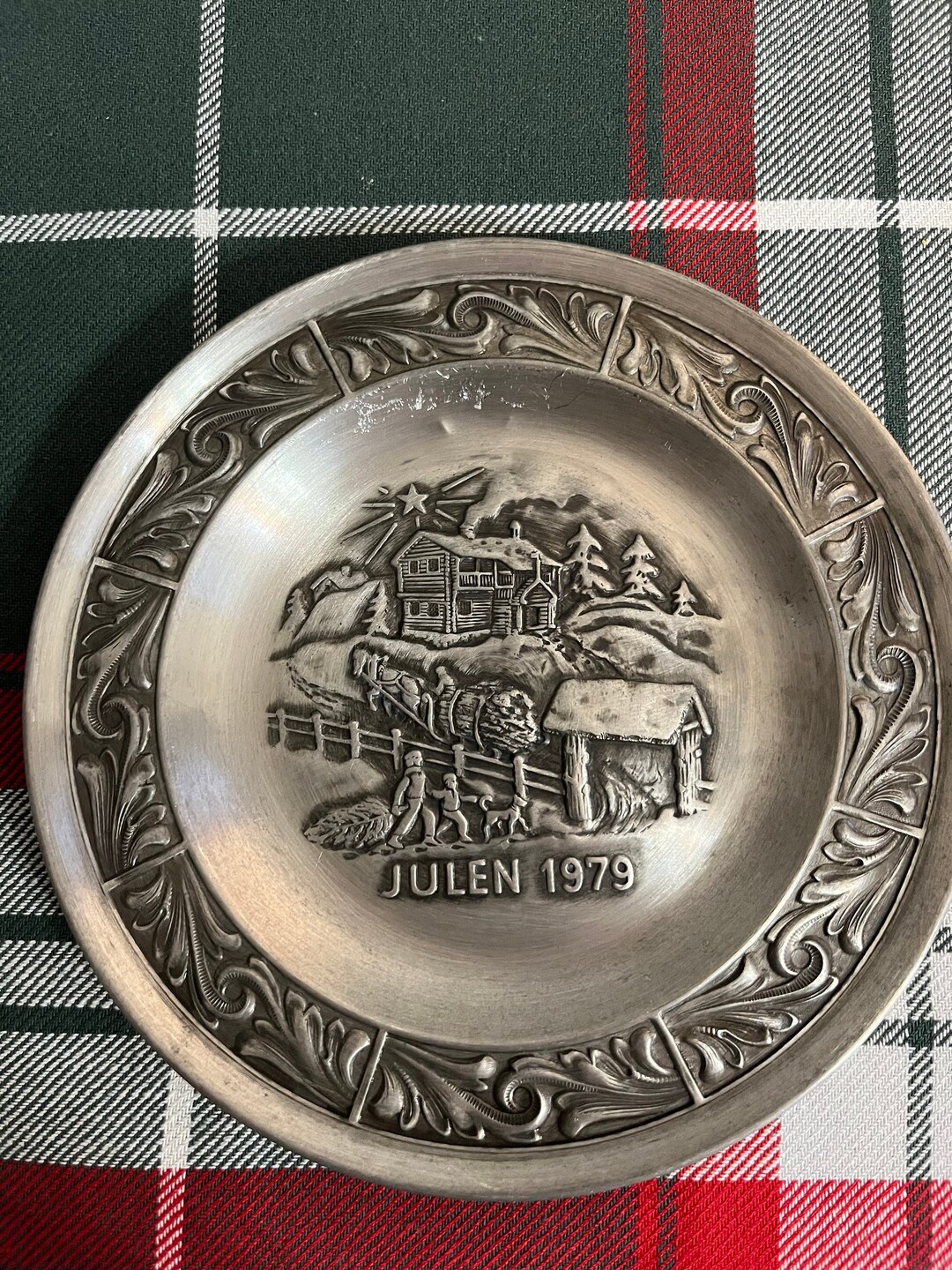 1979 Vintage Pewter Christmas Plate by Astri Holthe Norway Etsy
